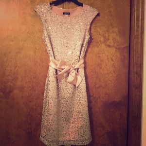 Venus cap sleeve sequin dress with belt